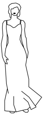 Süslü bir elbise giyen bir kadının vektör tasarımı