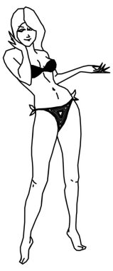 Bikinili bir kadının vektör tasarımı.