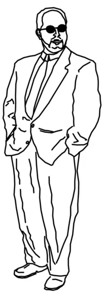 サングラスをかけた男のスケッチのベクトルデザイン — ストックベクタ