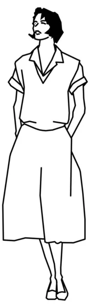 Векторный Дизайн Эскиза Женщины Короткими Волосами — стоковый вектор