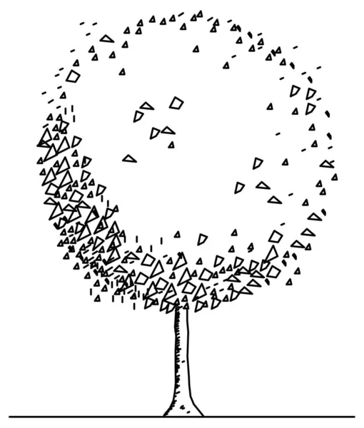 Projeto Vetor Esboço Árvore Redonda Bonita —  Vetores de Stock