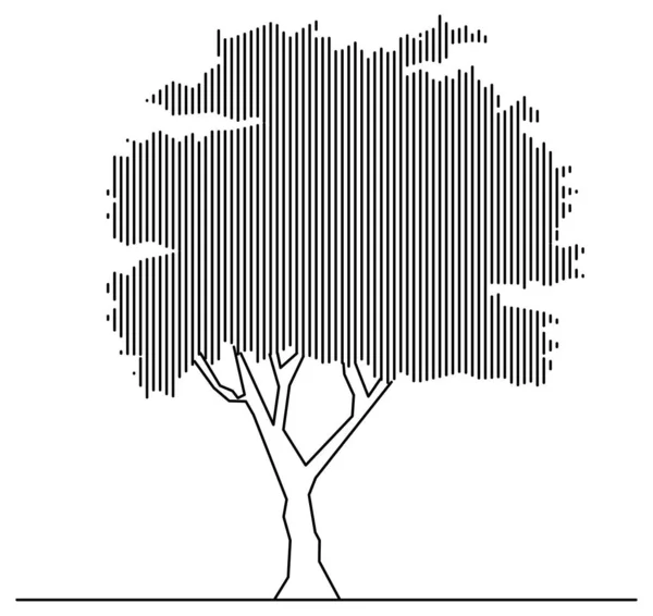 Diseño Vectorial Boceto Árbol Con Hojas Densas — Vector de stock