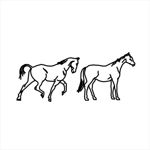 Croquis Cheval Conception Vectorielle Course Silencieux — Image vectorielle