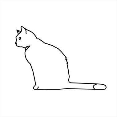 Vektör tasarımı çizimi, yukarı bakan bir kedinin