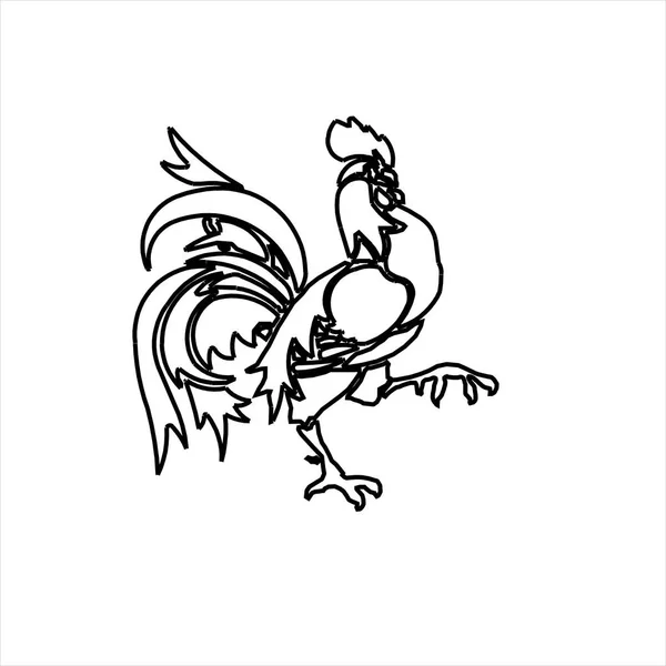 Vector Design Sketch Rooster — Stock Vector