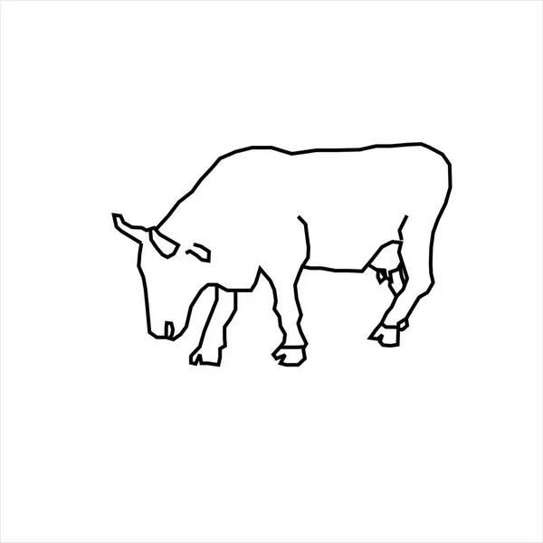 Vector Design Sketch Bull Eating — Stock Vector