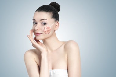 Beautiful brunette woman portrait - skin care concept clipart