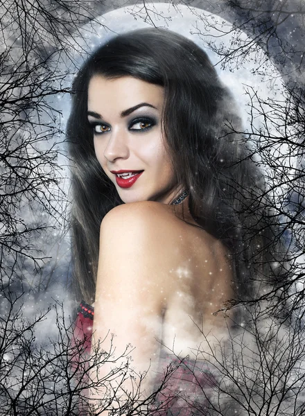 Beautiful young woman as sexy vampire — Stock Photo, Image