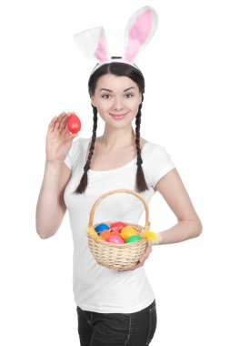 Paskalya tavşanı güzel bir genç kadın