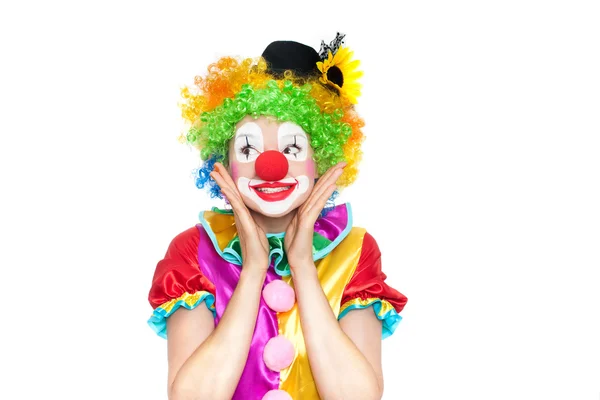 Schöne junge Frau als Clown — Stockfoto