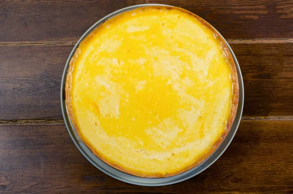 Kerek sajt torta felülnézet — Stock Fotó