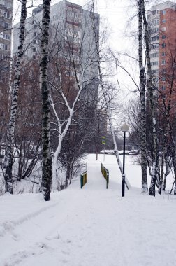 Donmuş nehrin karşısındaki yaya köprüsü