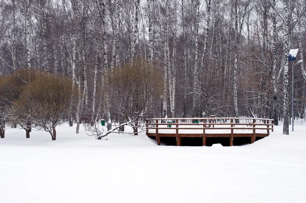 Barandillas de madera en invierno — Foto de Stock