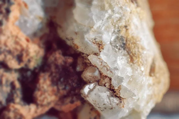 The mineral alabaster grew crystals from the stone close up