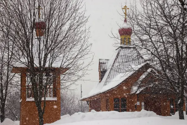 Chiesa Legno Onore Del Santo Principe Dimitri Donskoy Con Campanile — Foto Stock