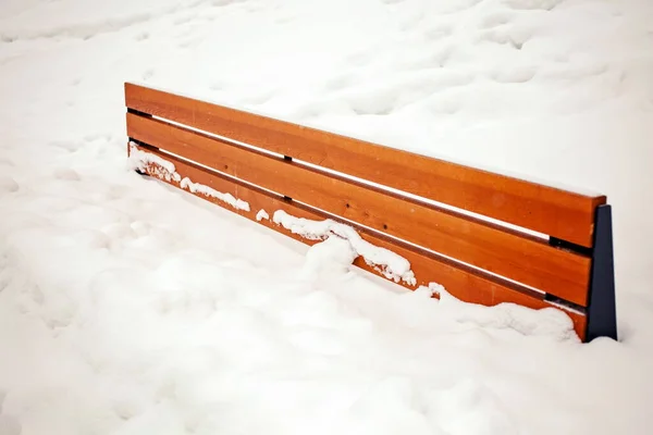 Benches Dusted Snow Only Backs Stick Out — Stock Photo, Image