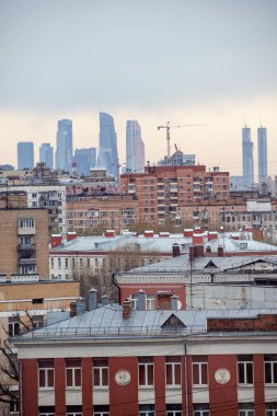 Yuzhnoportovy bölgesinin yukarısından Moskova manzarası