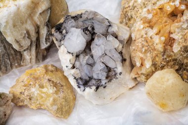 Fosil yarı değerli taşlar yarı değerli taşlar ve sanayi taşları: Rusya, Çin ve Ukrayna 'dan çeşitli kayaların kristal mineralleri