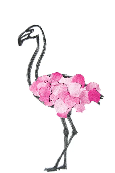 Çizgi film flamingo renkli konfeti ile