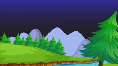 Nehir kenarındaki dağlarda rüzgarlı bir gece.