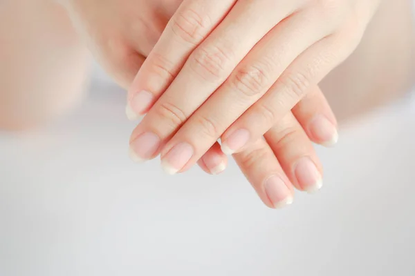 Closeup Woman Beautiful Hands Fingernail Spa Treatment — Stock Photo, Image