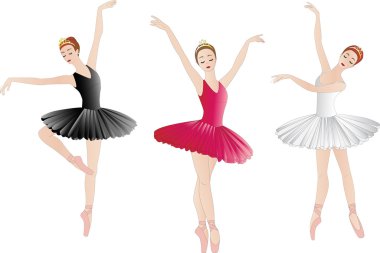 Set of three ballerinas, isolated on white