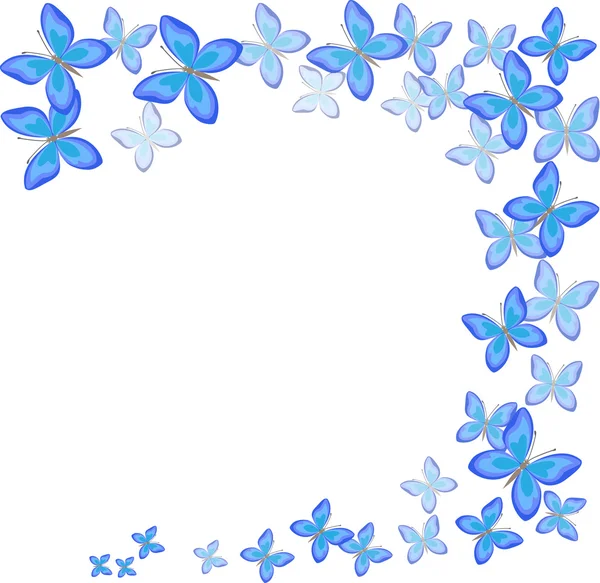 Blue butterflies frame, isolated on white — Zdjęcie stockowe