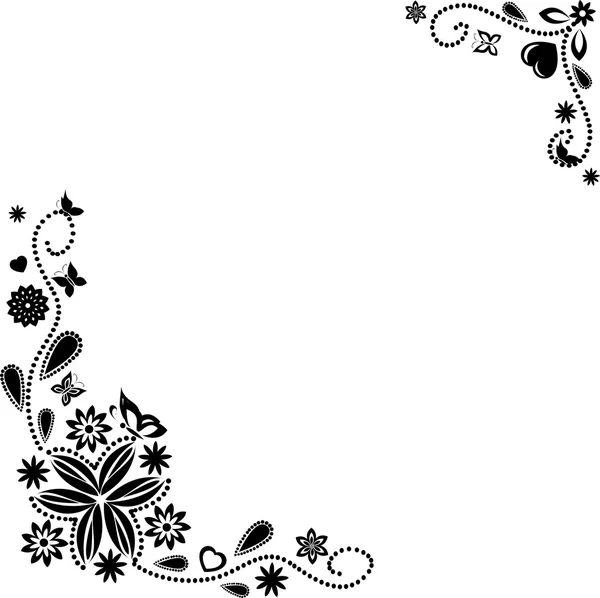 Kwiatowy ornament rama, na białym tle — Wektor stockowy