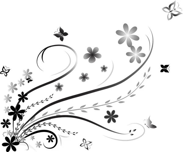 Floral black and white ornament — Stock Vector