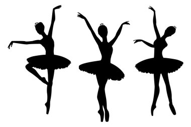 Set of ballerinas silhouettes, isolated on white clipart