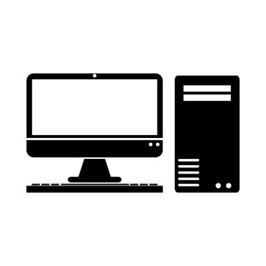 Bilgisayar simgesi Pc düz tasarım vektör çizimi. Grafik ögeleri