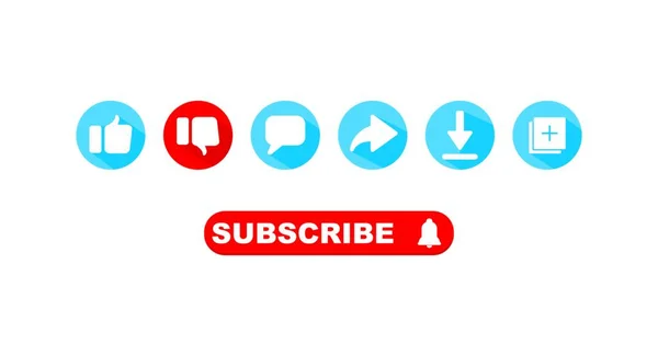 Bouton Icône Réglé Pour Channel Dislike Comment Share Download Subscribe — Image vectorielle