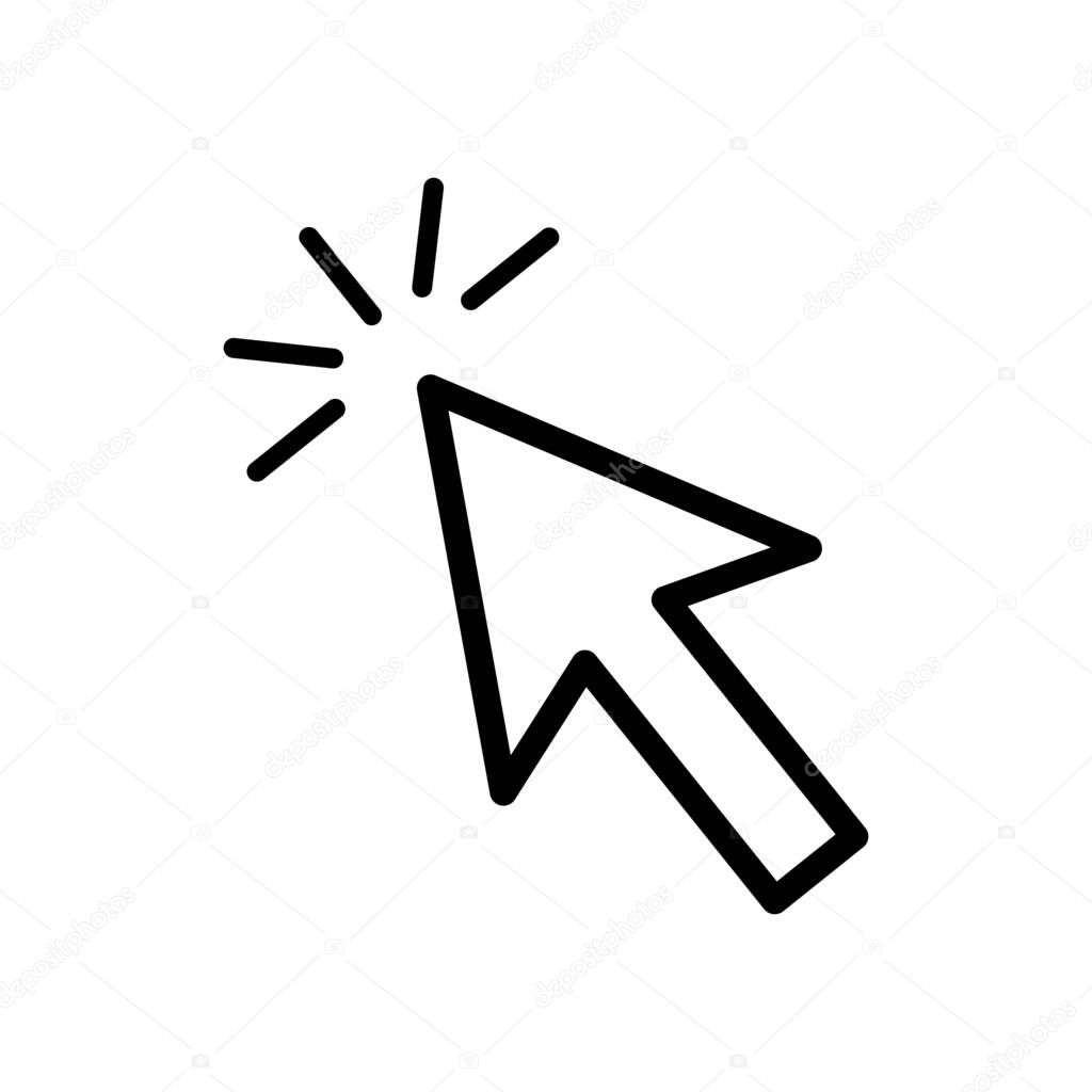 Cursor line icon. Vector symbol. Click arrow. Icon on white background. Graphic elements.