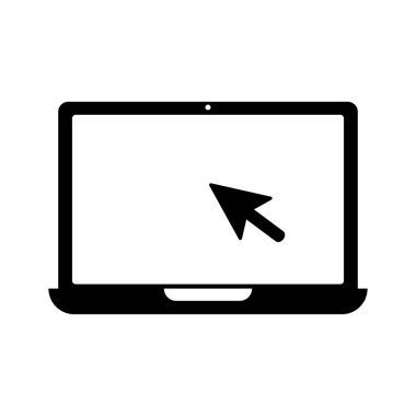 Beyaz arkaplana karşı ayrı imleç içeren dizüstü simgesi. Grafik elementler. Vektör simgeleri