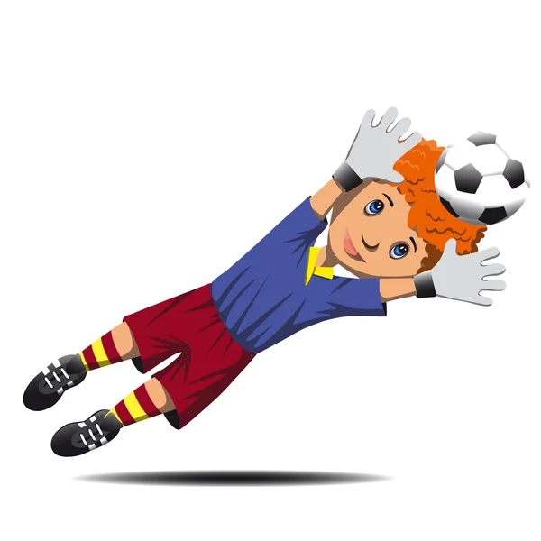 男孩的守门员捕足球球 — 图库矢量图片