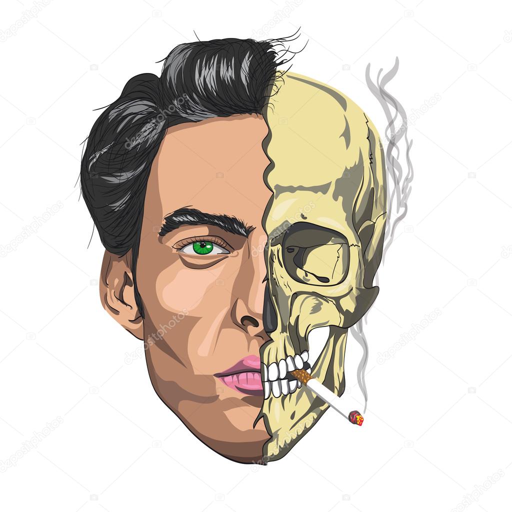 84 Half Face Skull Vectors Royalty Free Vector Half Face Skull Images Depositphotos