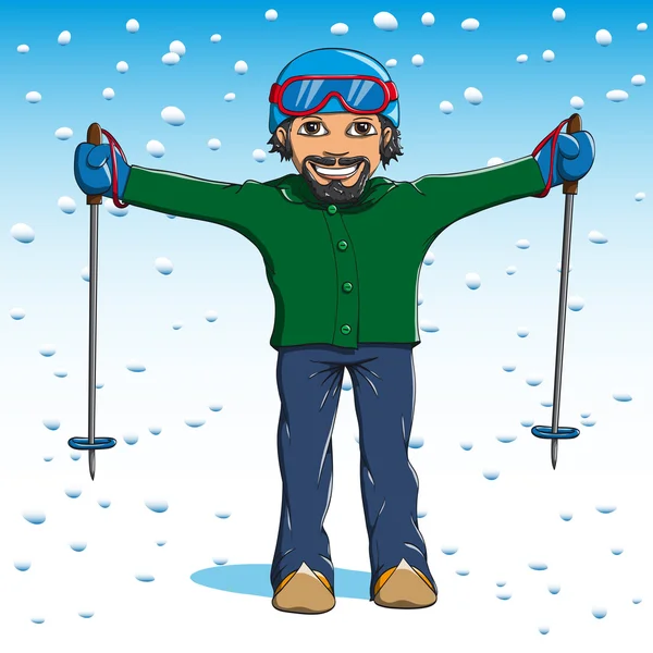 Happiness man skiing — Stock Vector