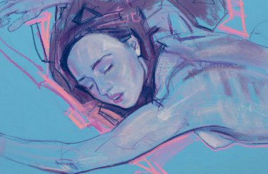 Çıplak genç kadın poz veriyor.  