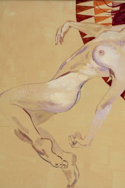 Çıplak kadının yağlı boyası.