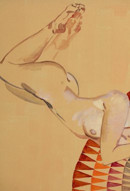 Çıplak kadının yağlı boyası.