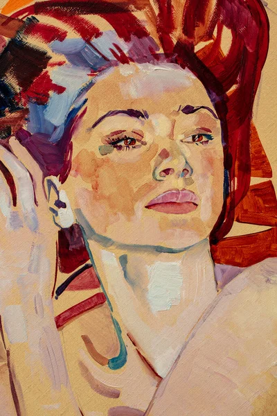 Piękna Kobieta Malowanie Bliska — Zdjęcie stockowe