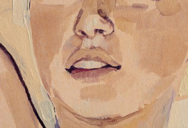 Güzel kadın resim yapıyor. Yakından. 