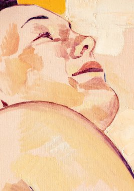 Güzel kadın resim yapıyor. Yakından. 