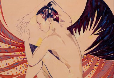 Güzel kadın resim yapıyor. Yakından. 