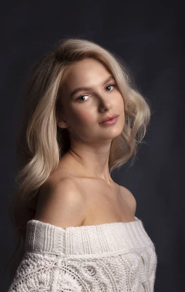 Blondes Haar Weibliches Modell Posiert Vor Der Kamera — Stockfoto