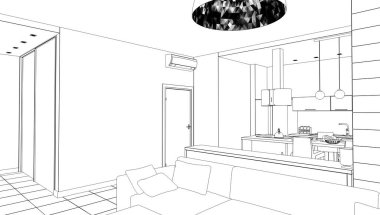 iç görselleştirme, 3d illüstrasyon, taslak