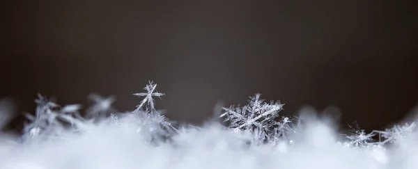 Κρύσταλλοι Χειμερινού Πάγου Στο Χιόνι Κοντά — Φωτογραφία Αρχείου