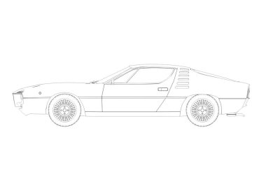 Araba çizimi, çizim, çevre çizimi, kenar görünümü