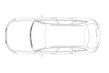 Araba çizimi, çizim, çevre çizimi, üst görünüm