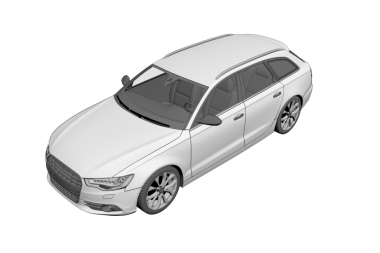 Beyaz araba şeffaf arkaplanda izole edildi, 3d illüstrasyon, cg canlandırma, ön sol üst görünüm